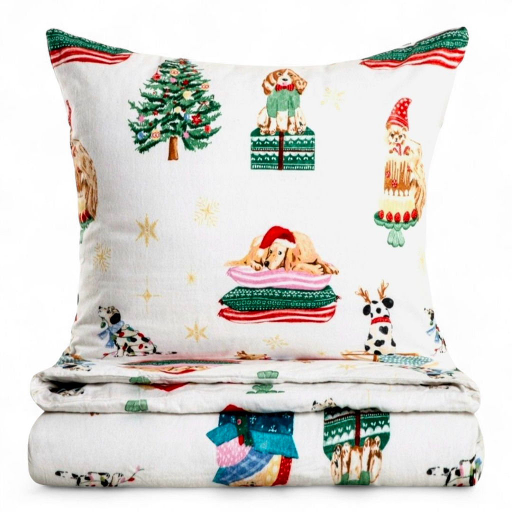 Weihnachtshunde - Flanellbettwäsche