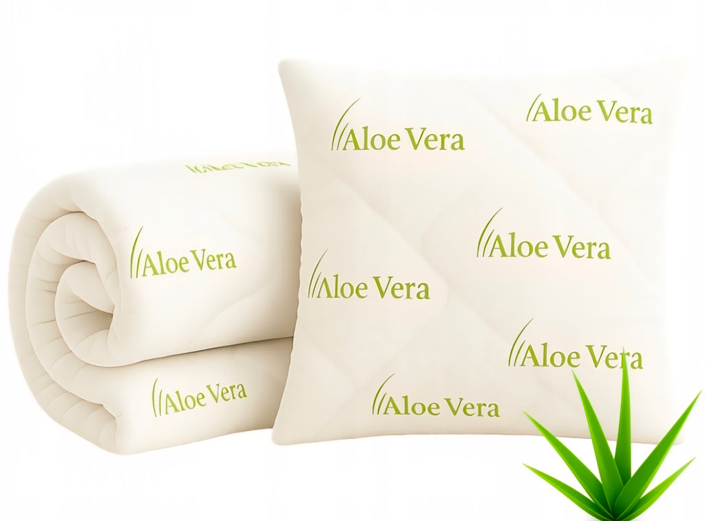 Aloe Vera Premium Bettset – Ganzjahresdecke + Kissen für himmlischen Schlaf