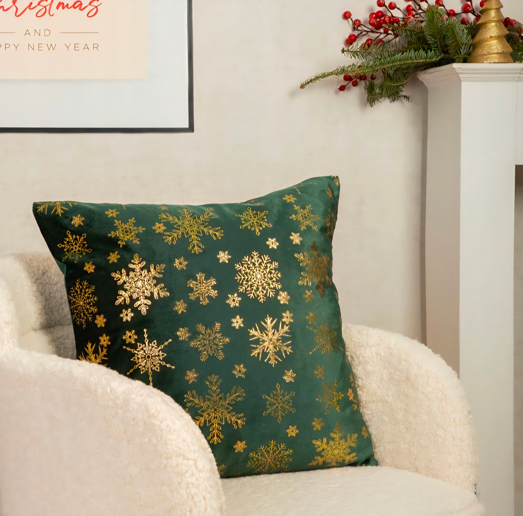 Deko-Kissen Golden Snowflakes – Homla