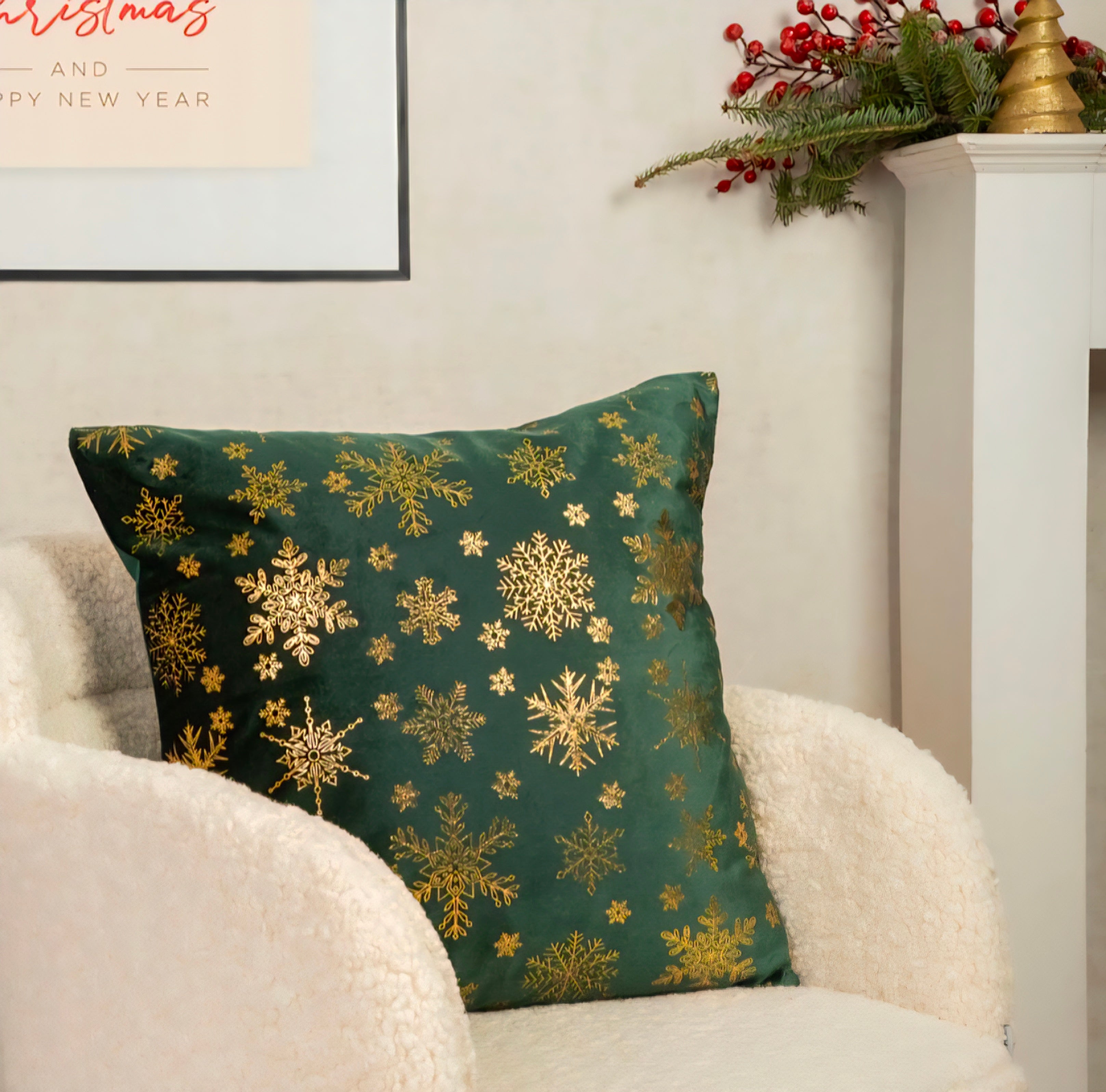 Deko-Kissen Golden Snowflakes – Homla