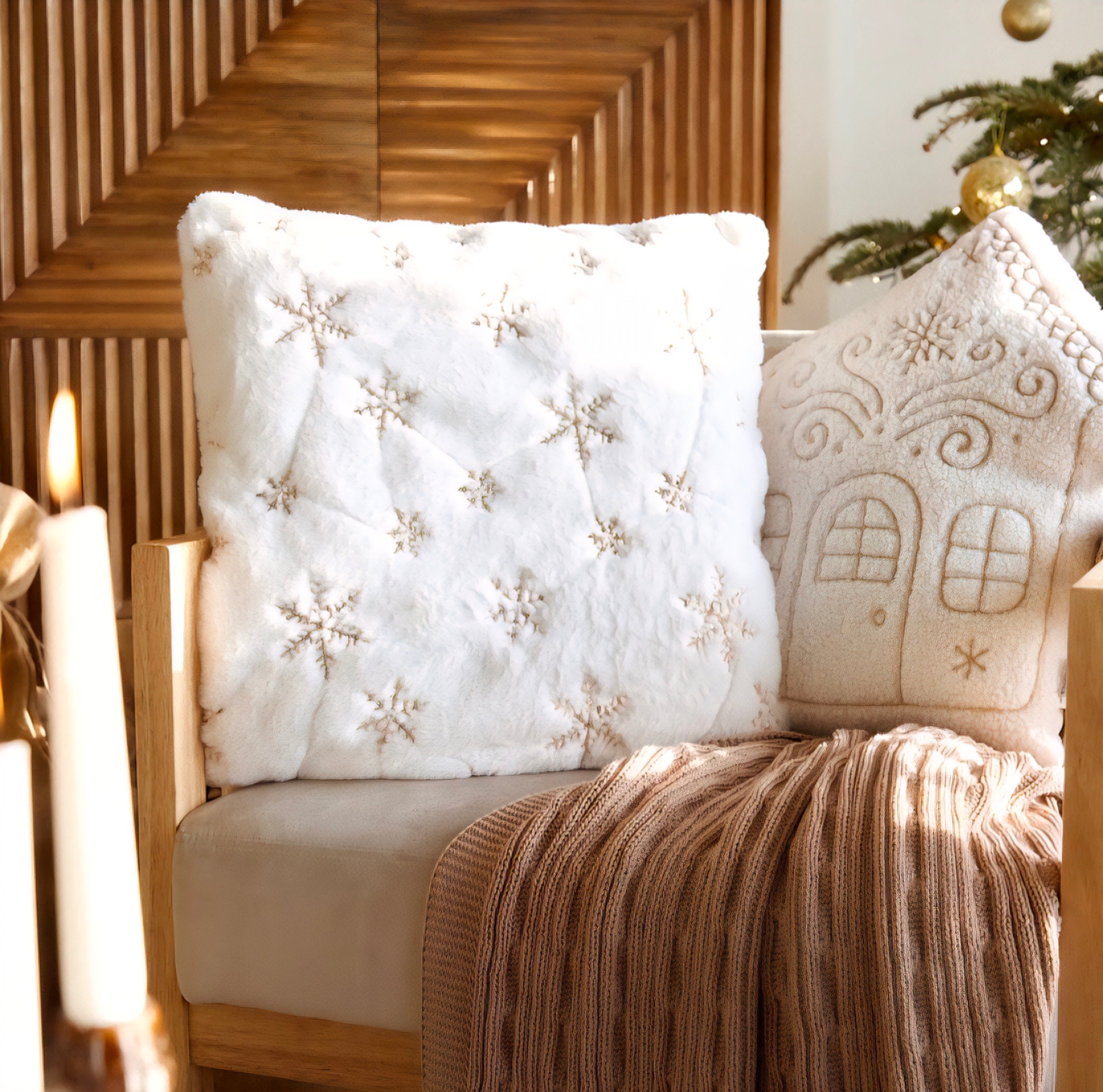 Deko-Kissen White Snowflakes – Homla